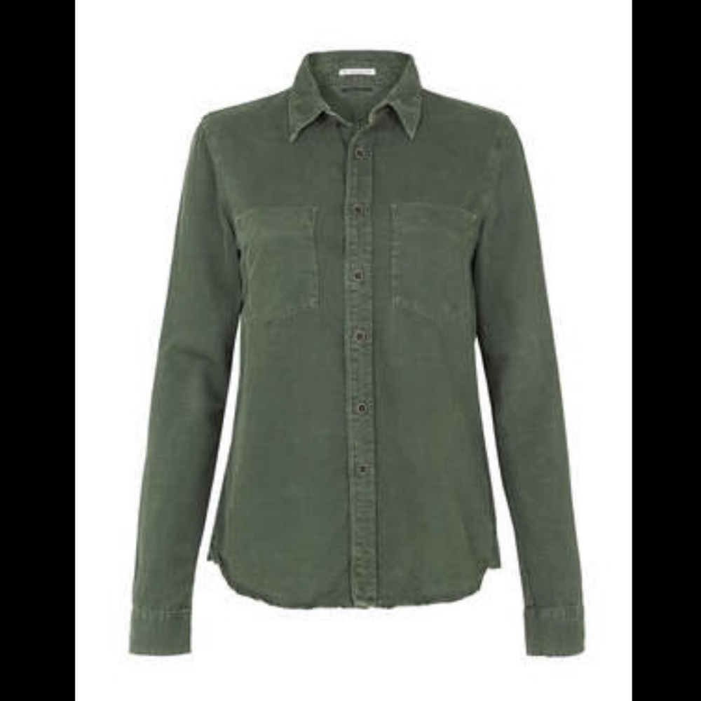 MOTHER Double Foxy Shirt in Military Green | Size M